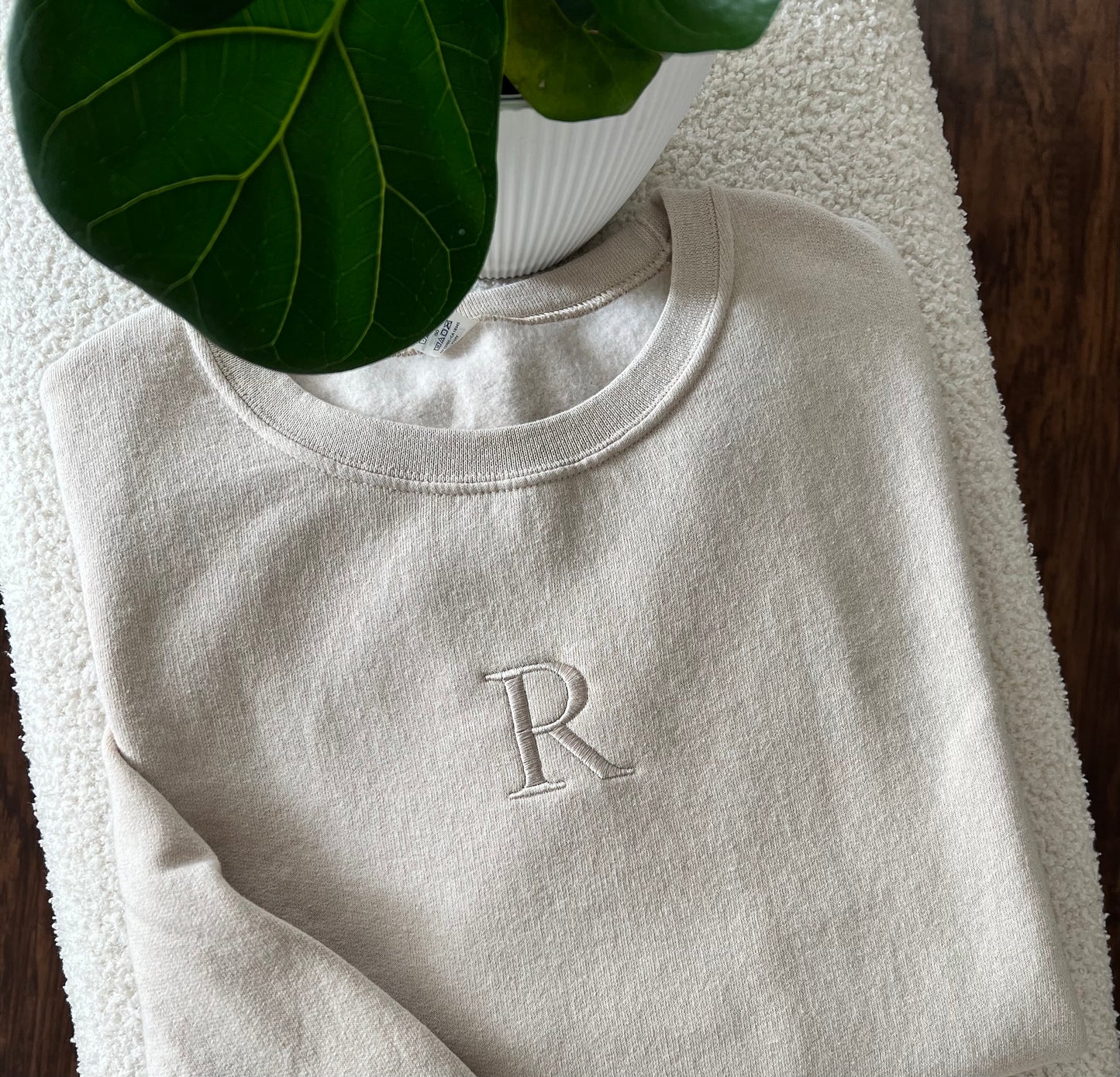 Monochromatic Initial Crew | Adult Crew Embroidered Sweatshirt