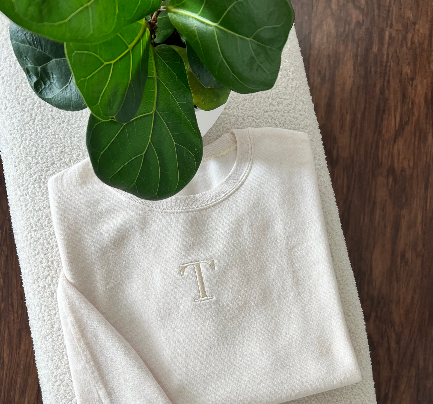 Monochromatic Initial Crew | Adult Crew Embroidered Sweatshirt