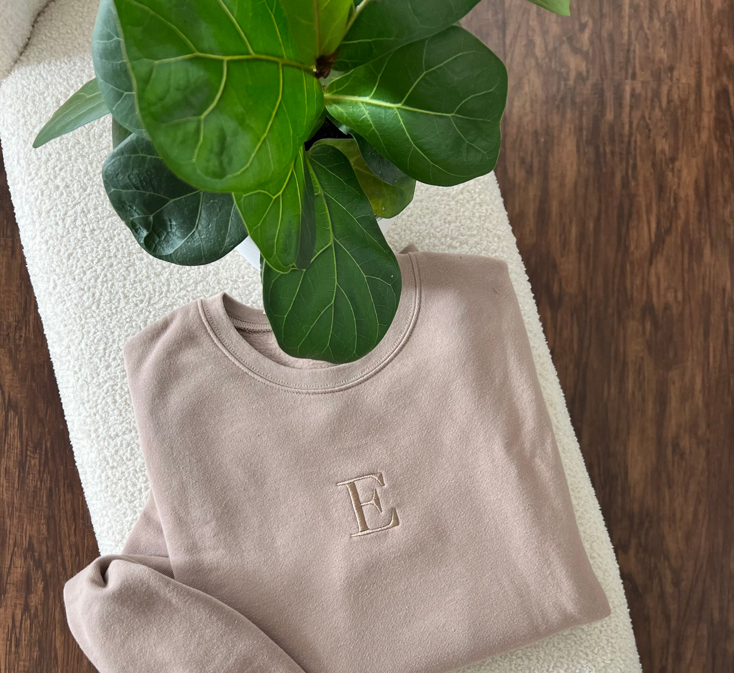 Monochromatic Initial Crew | Adult Crew Embroidered Sweatshirt