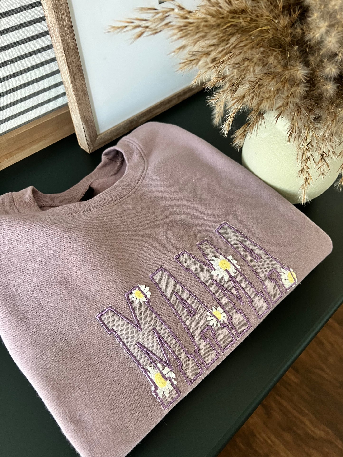 Custom Daisy Embroidered Crew Sweatshirt