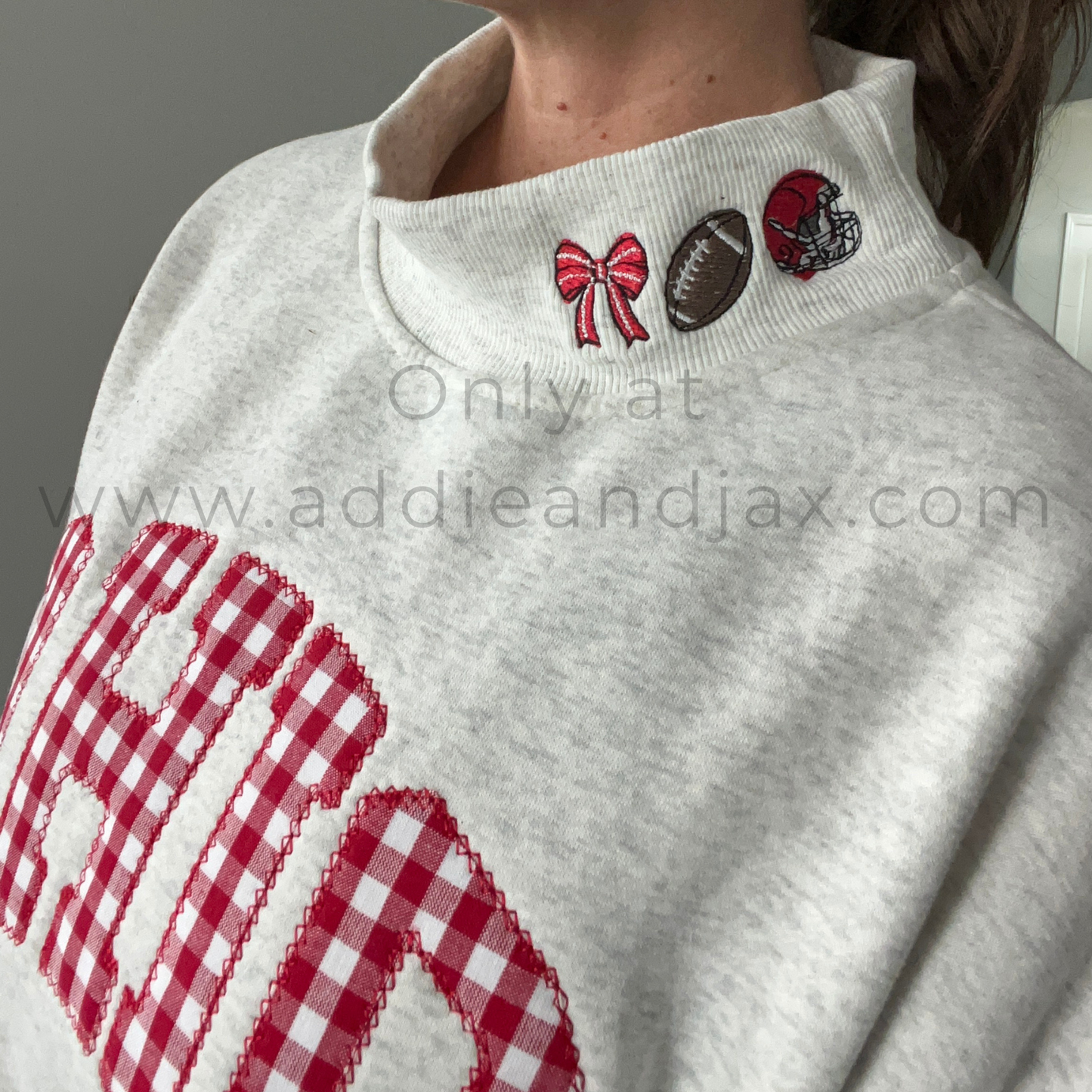 Gameday Gingham "OHIO" Embroidered Mock-neck Sweatshirt