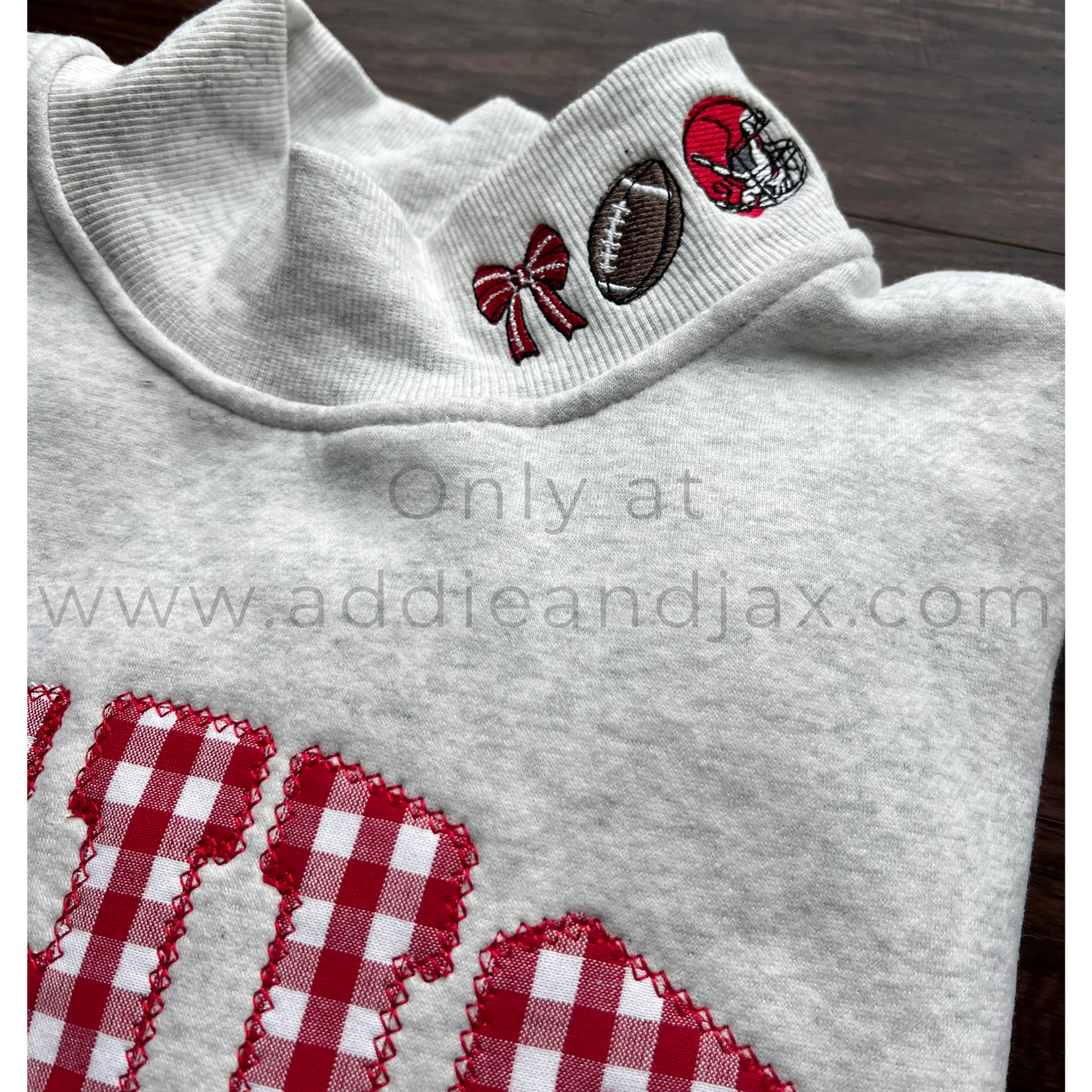 Gameday Gingham "OHIO" Embroidered Mock-neck Sweatshirt