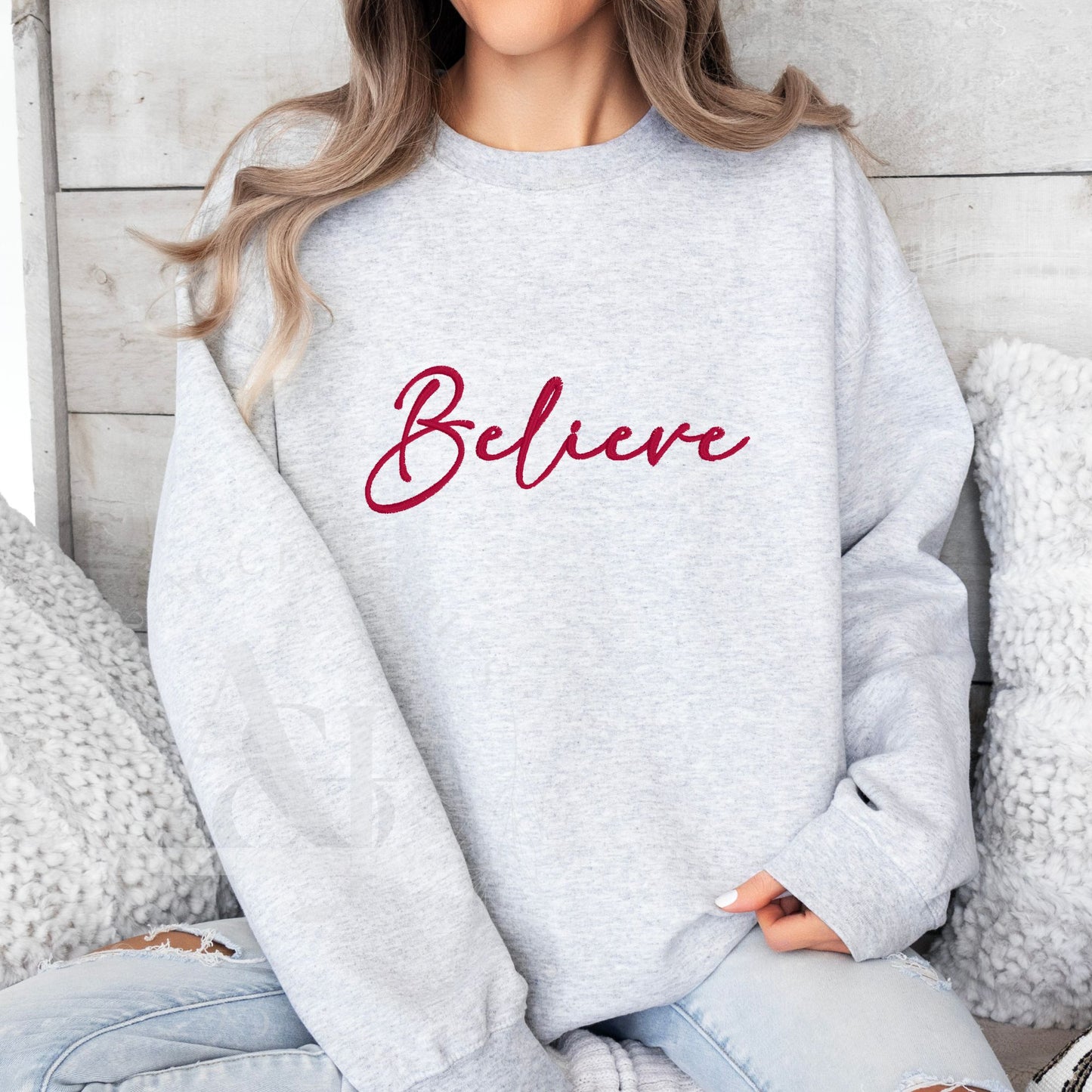 Embroidered Believe Sweatshirt- Youth or Adult Unisex Sweatshirt