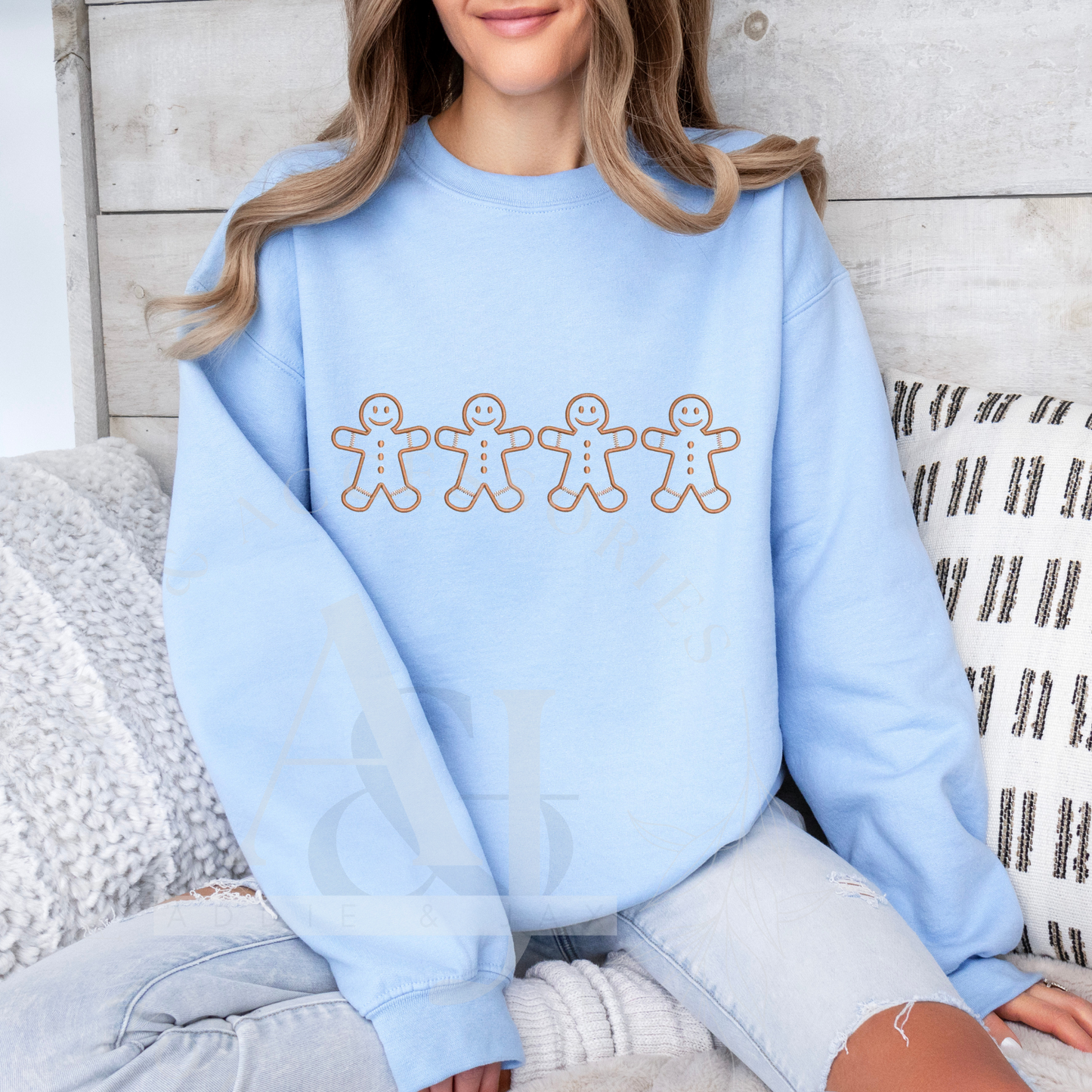 Embroidered Gingerbread Man sweatshirt- Youth & Adult Unisex Sweatshirt