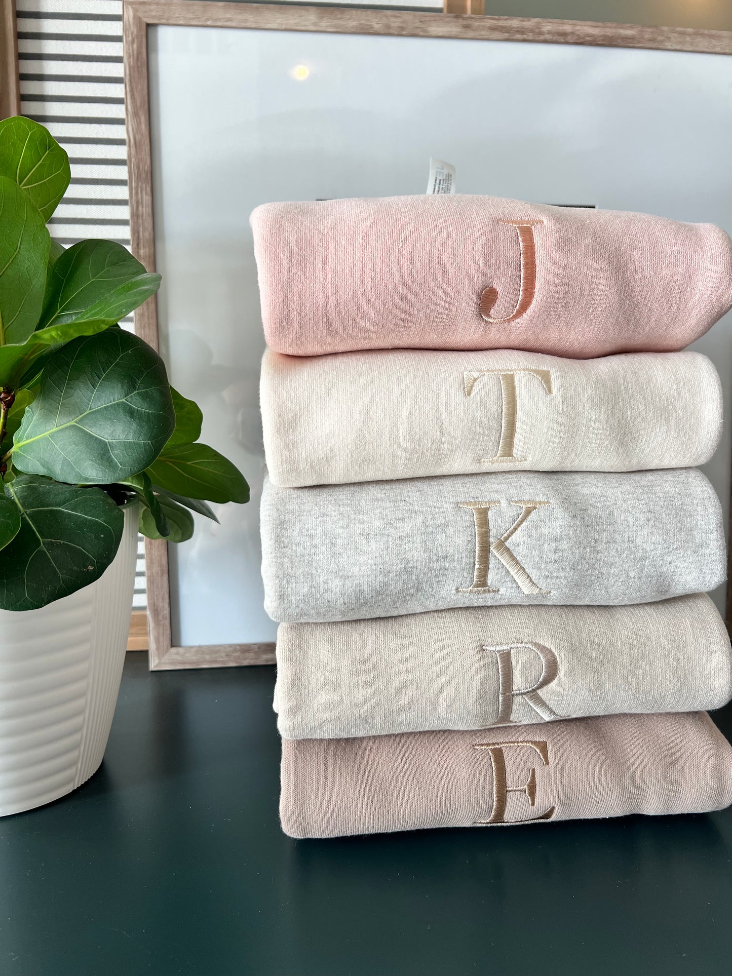 Monochromatic Initial Crew | Adult Crew Embroidered Sweatshirt