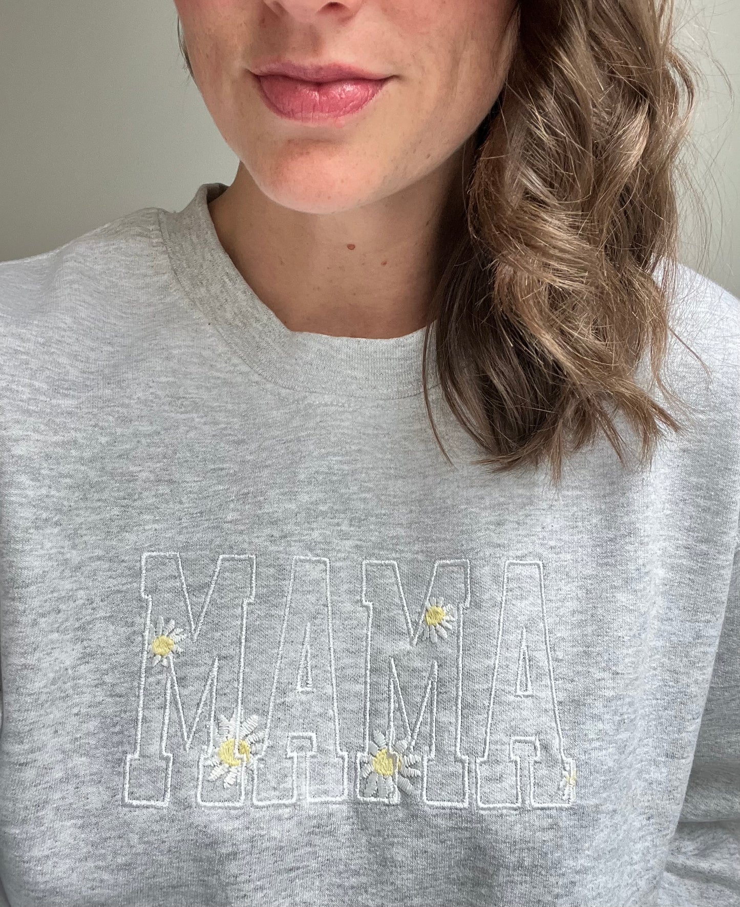 Custom Daisy Embroidered Crew Sweatshirt