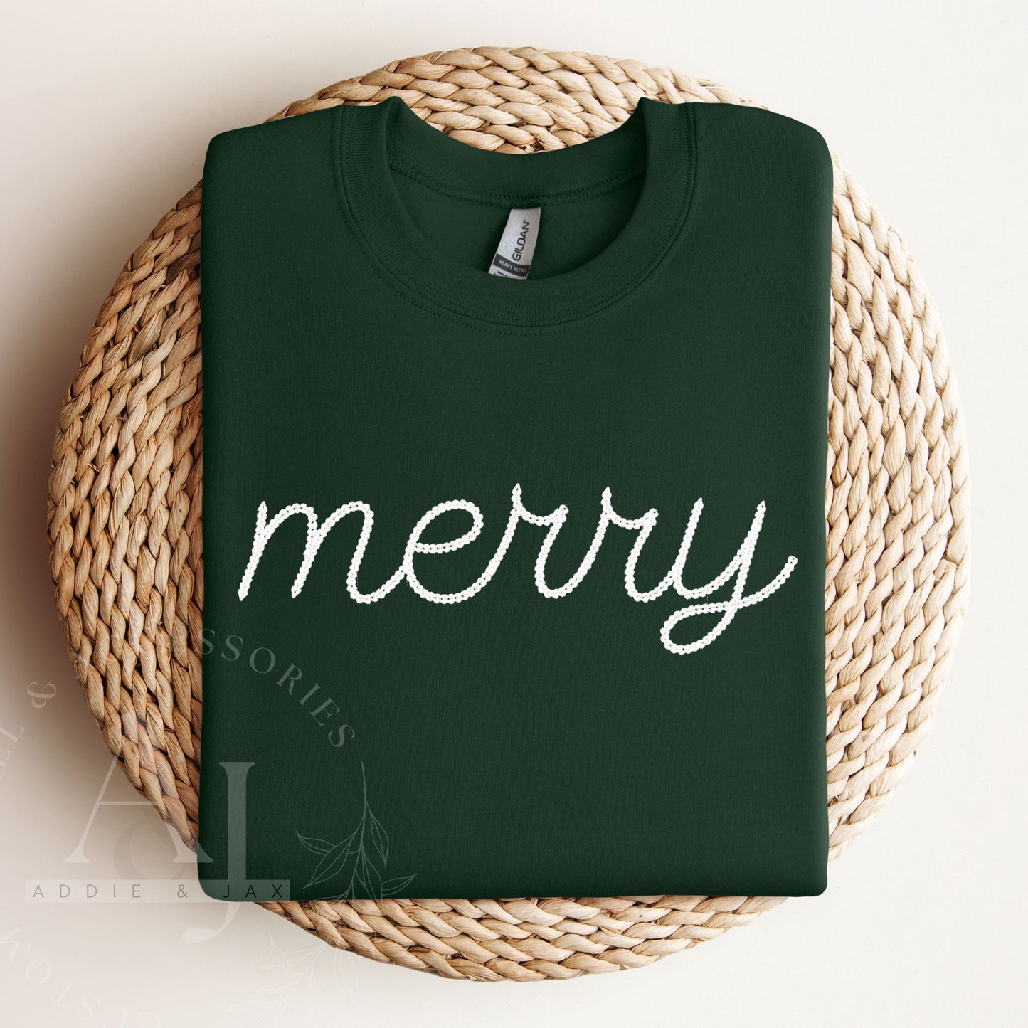 Embroidered Merry Sweatshirt- Adult Unisex Sweatshirt