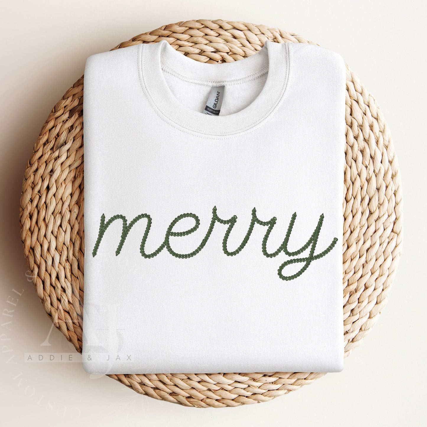 Embroidered Merry Sweatshirt- Adult Unisex Sweatshirt