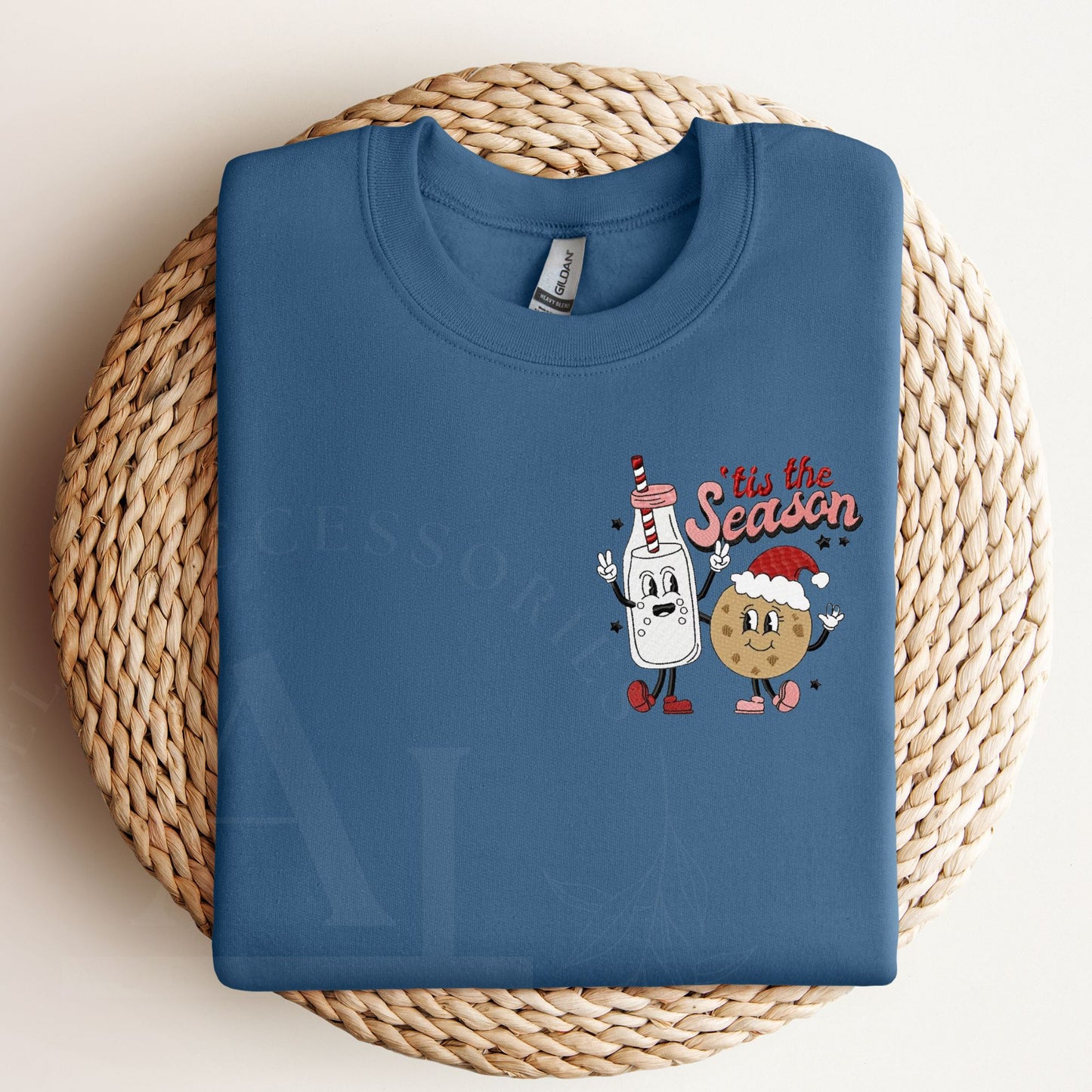 Embroidered- 'Tis the Season: Milk & Cookies - Youth & Adult Unisex Sweatshirt