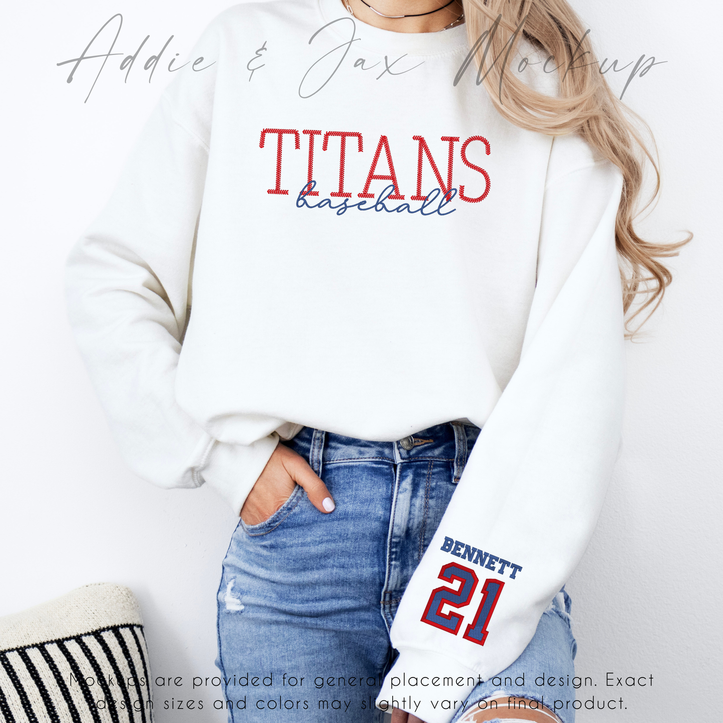 Titans Baseball | White (Name & Number Stacked)