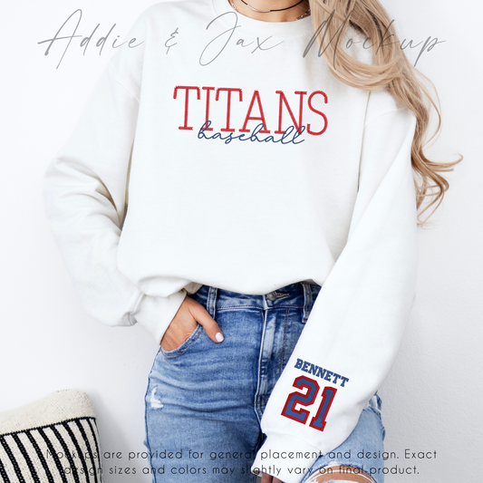 Titans Baseball | White (Name & Number Stacked)