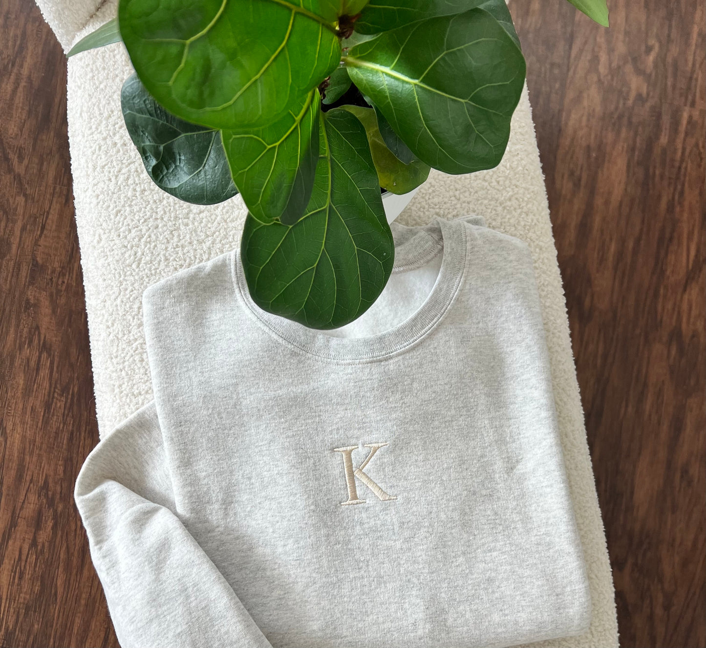 Monochromatic Initial Crew | Adult Crew Embroidered Sweatshirt