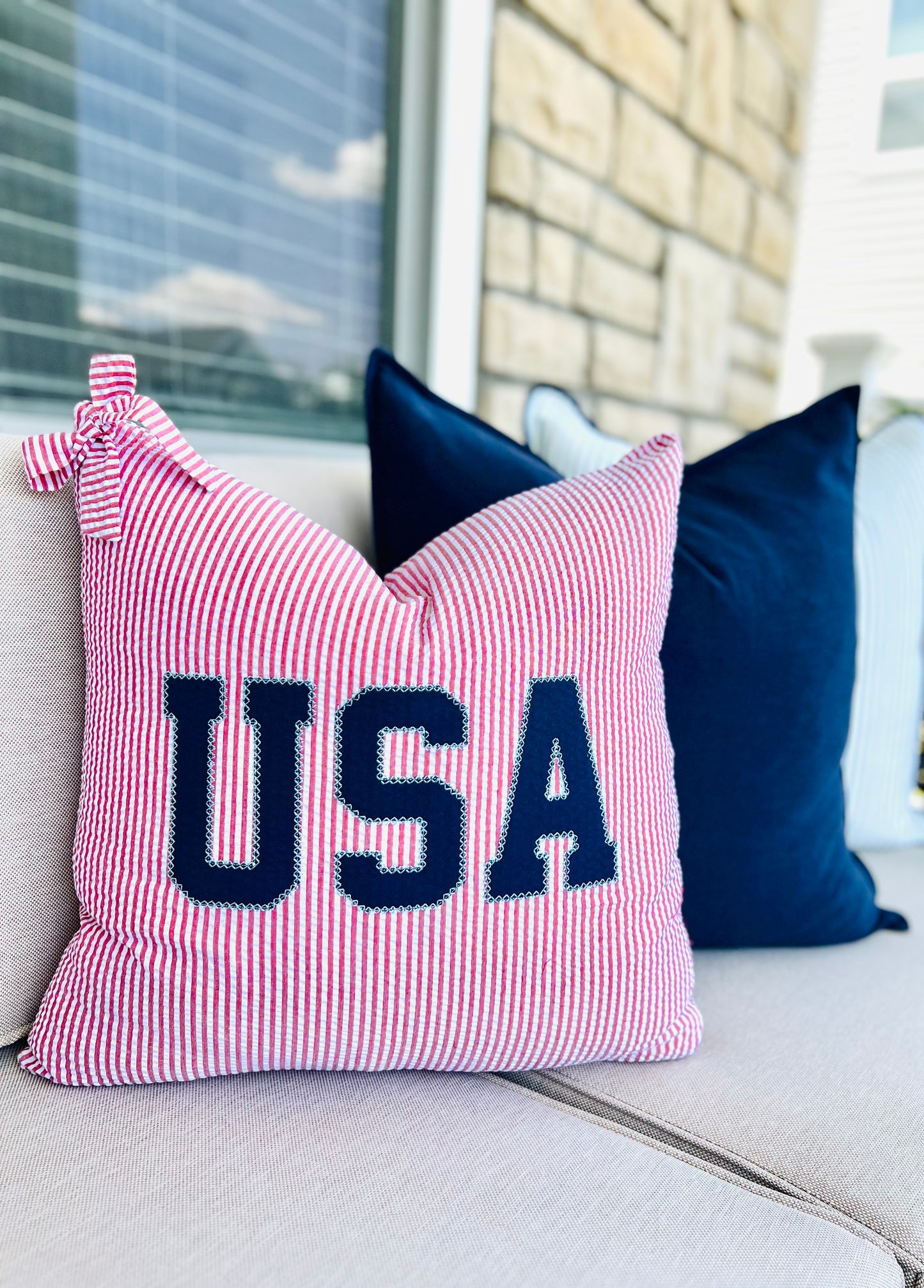 Embroidered USA Pillow Sham ONLY | 18" x 18"