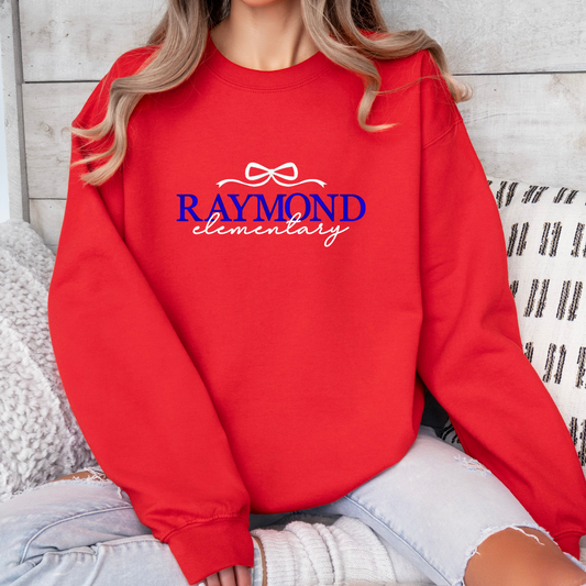 Embroidered Raymond Elementary - Coquette Bow Crewneck Pullover