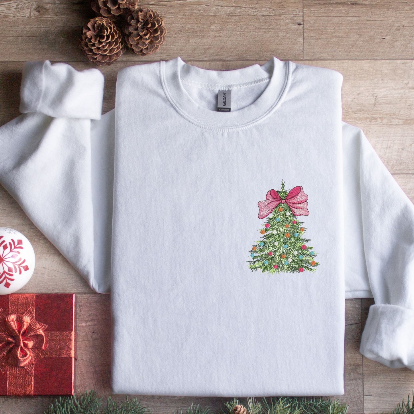 Embroidered Christmas Tree Coquette - Youth & Adult Unisex Sweatshirt