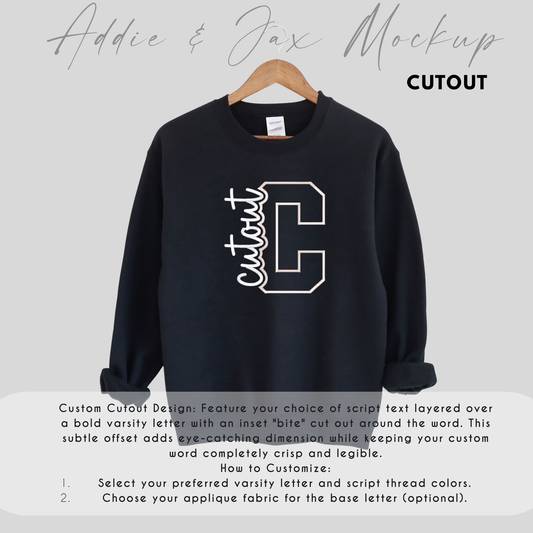 CUSTOM Appliqué Style |  Varsity Letter with option Script wording, Youth and Adult