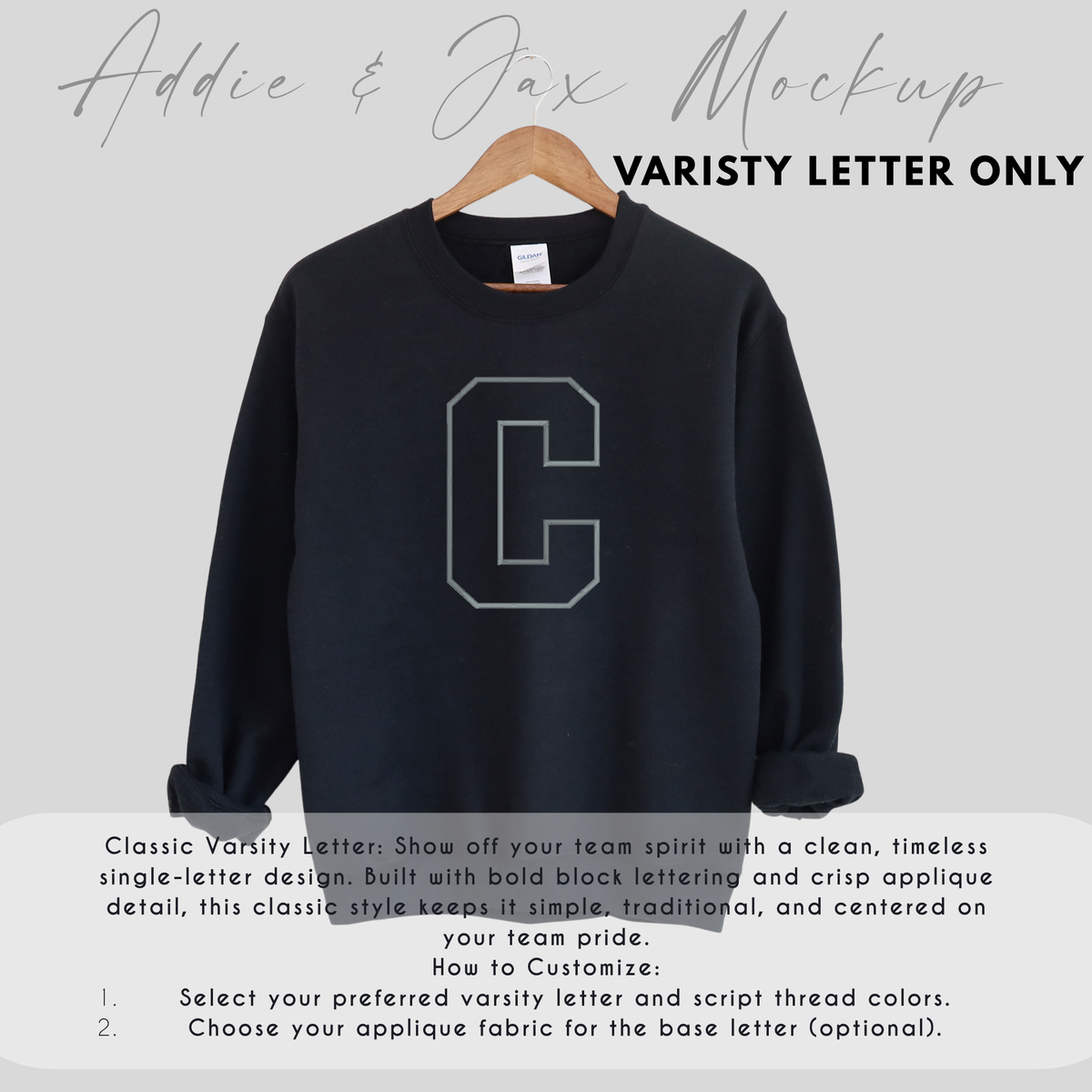CUSTOM Appliqué Style |  Varsity Letter with option Script wording, Youth and Adult