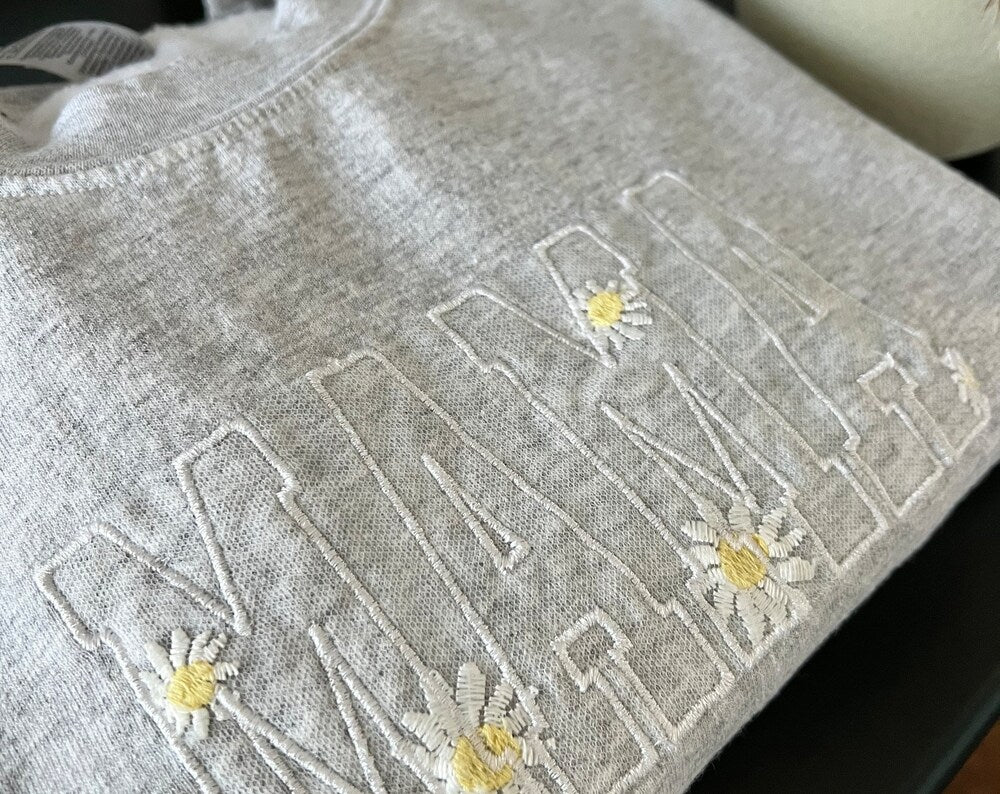 Custom Daisy Embroidered Crew Sweatshirt